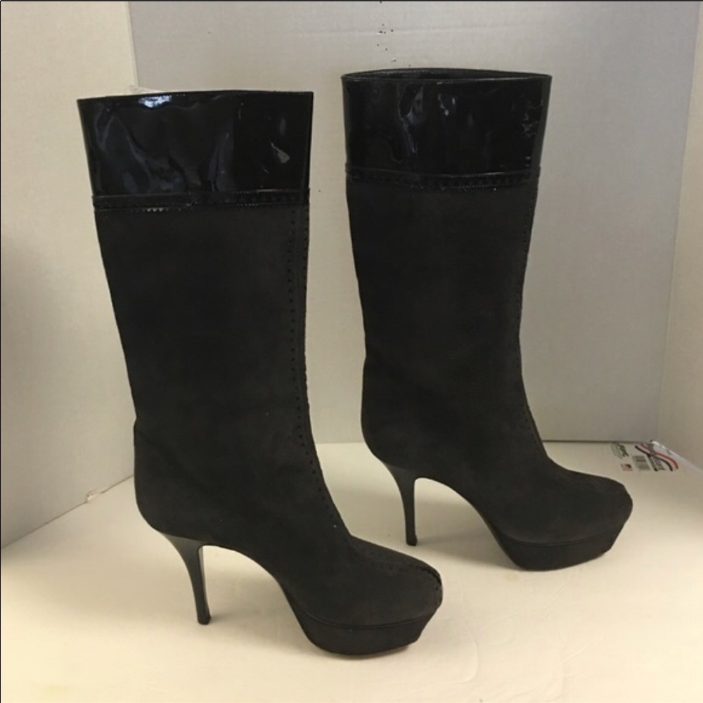 Yves saint Laurent suede patent tribute tall boots